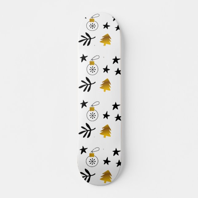 Skateboard Golden Christmas Pine Tree Star and Ornaments (Devant)