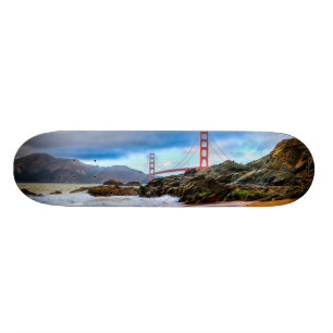 Skateboard Golden gate bridge au coucher du soleil