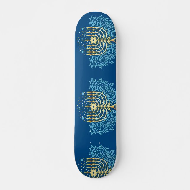 Skateboard Golden menorah Hanoukka fête de la lumière (Devant)