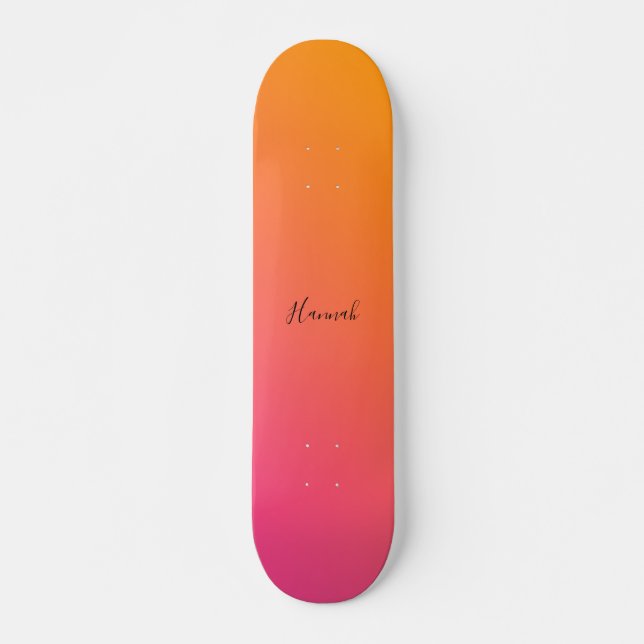 Skateboard Gradient rose orange personnalisé (Devant)