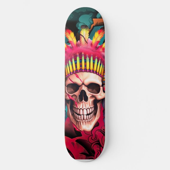 Skateboard Graffiti amerikanischer Schädel (Vorderseite)