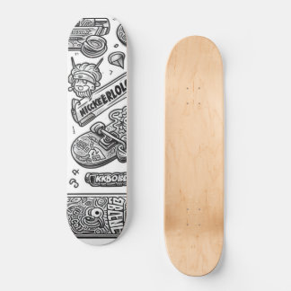 Skateboard Graffiti blanc et noir 1