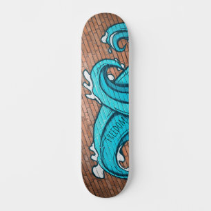 Skateboard Graffiti Blue Great Wave Personnalisé