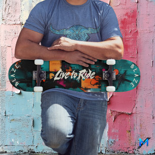 Skateboard Graffiti Pop Art - Live to Ride Motto