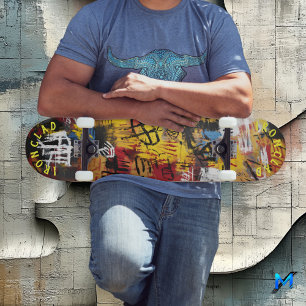 Skateboard Graffiti Style Bold Abstract Design & Urban Vibe