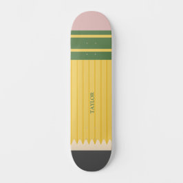 Skateboard Graphique en crayon de l'école jaune personnalisé
