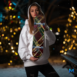 Skateboard Gras Festif Plaid avec Golden Highlights