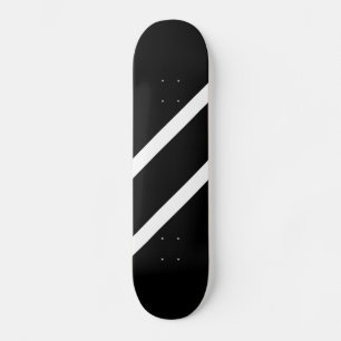 Skateboard Gras Noir Deux fines bandes Diagonales Blanches