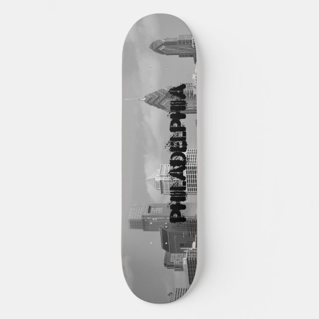 Skateboard gratte-ciel de Philly noir et blanc (Recto)
