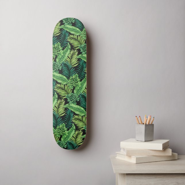 Skateboard Green Tropical Palm Banana Monstera Feuille (Art mural)