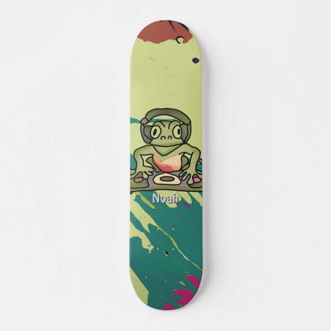 Skateboard Grenouille rétro avec casque | Drôle (Devant)