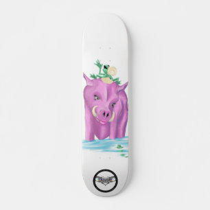 Skateboard Grenouille verte chevauchant le cochon rose