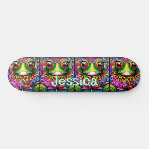 Skateboard Grenouille Whimsical Abstrait Floral Frogs Personn