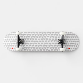 Skateboard - Grey Hearts Red Heart