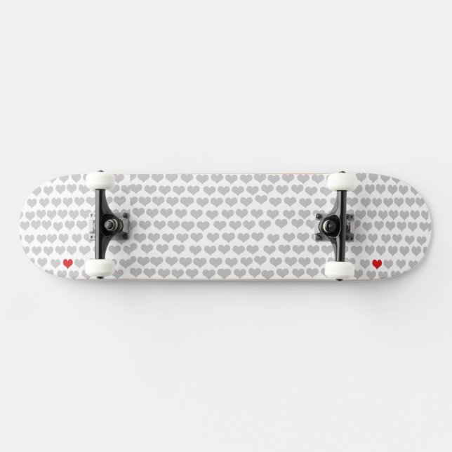 Skateboard - Grey Hearts Red Heart (Horizontal)