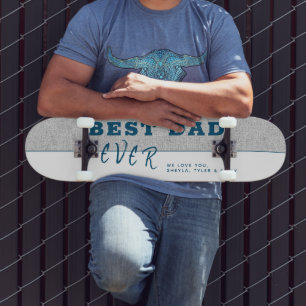 Skateboard Grey Rustic Meilleur papa Jamais Typographie Fête