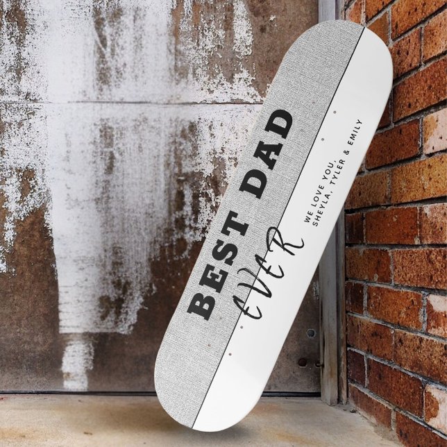 Skateboard Grey Rustic Meilleur papa Jamais Typographie Fête  (Créateur téléchargé)