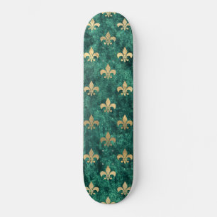 Skateboard Grunge Green Velvet Fleur De Lis Mardi Gras