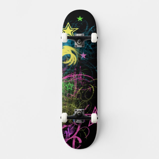 Skateboard Grunge Stars Platines multicolores (Recto)