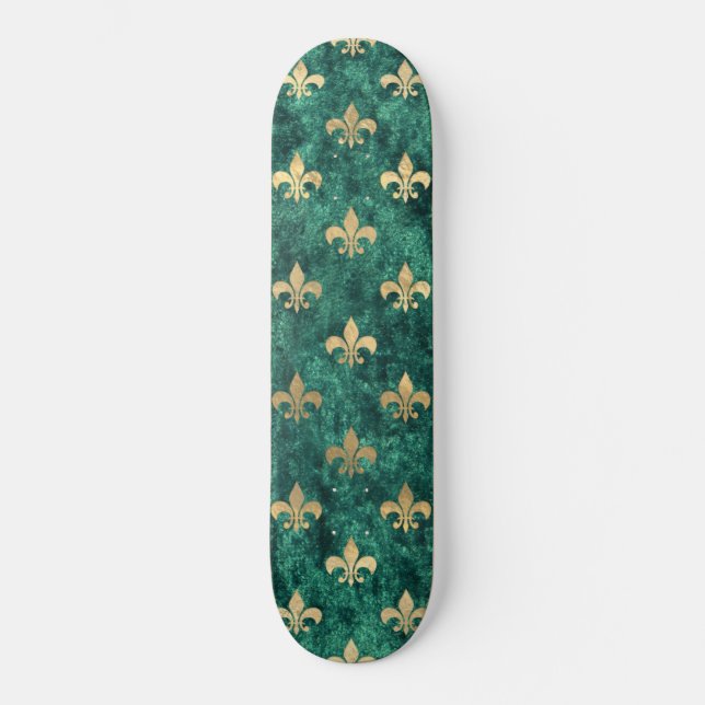 Skateboard Grunge Velvet Vert Fleur De Lis Mardi Gras (Recto)