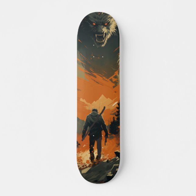 Skateboard Guerrero armado buscando un monstruo (Vorne)