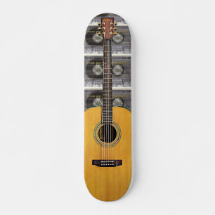 Skateboard Guitare acoustique et roche de bande rétro n