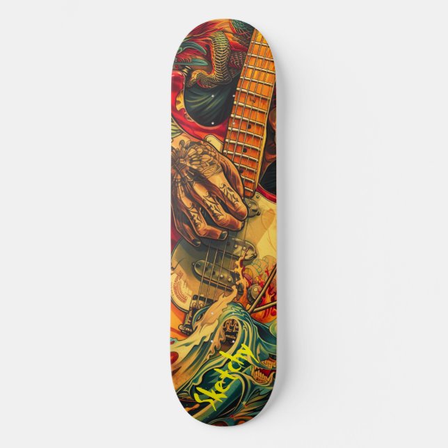 Skateboard Guitare électrique Sketchy (Recto)