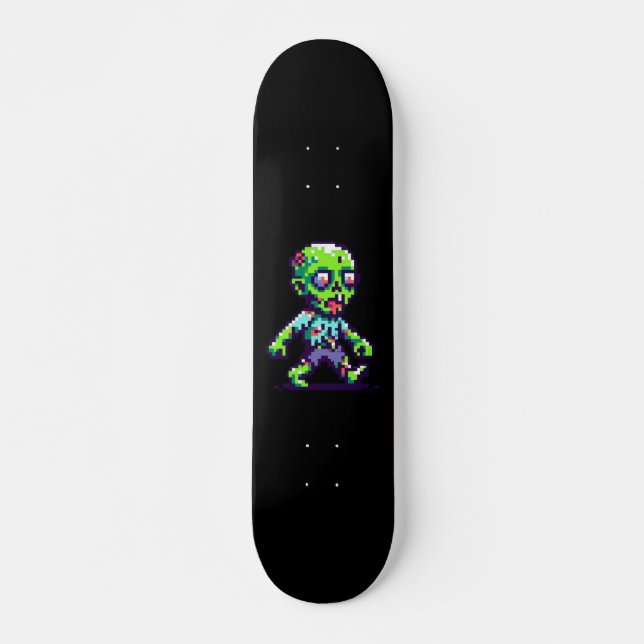 Skateboard Halloween 8 bits drôle zombie (Devant)
