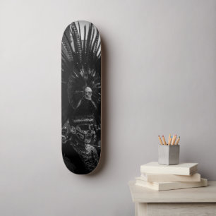 Skateboard Halloween Crâne d'horreur noir et blanc