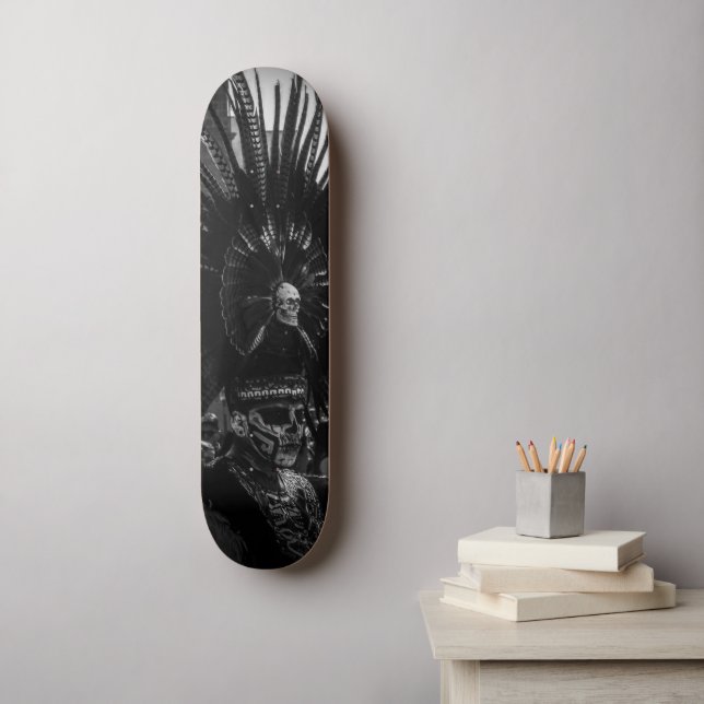 Skateboard Halloween Crâne d'horreur noir et blanc (Art mural)