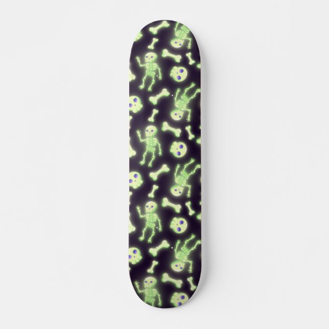 Skateboard Halloween mignon Éffrayant brillant squelette os c (Devant)