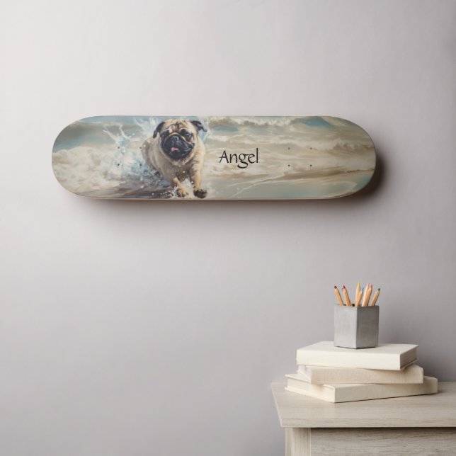 Skateboard Happy Carlin at the Beach personnalisable (Art mural (Horz))
