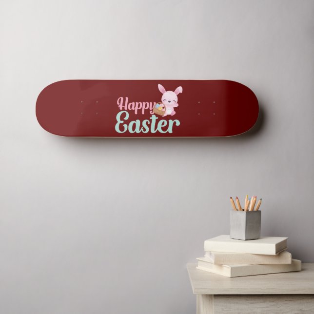 Skateboard HAPPY EASTER drôle de lapin de Pâques egghunt (Art mural (Horz))