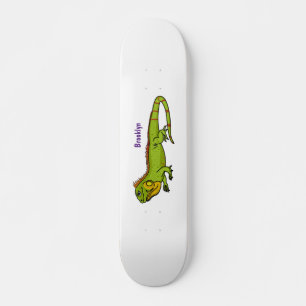 Skateboard Happy green iguana cartoon illustration