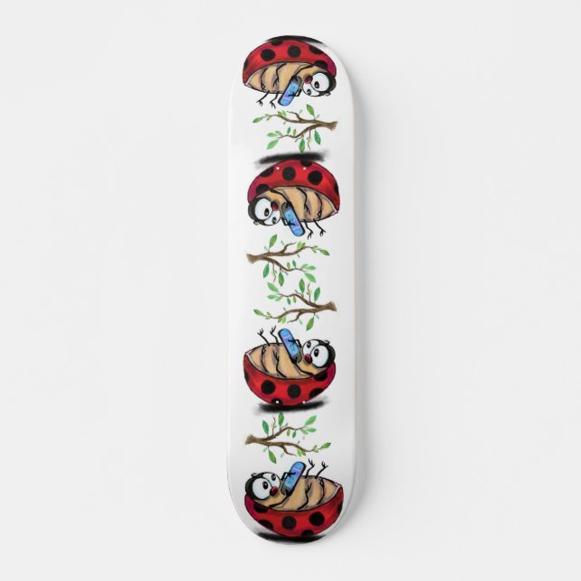 Skateboard Happy Little Ladybugs avec téléphone - Dessin de d (Devant)