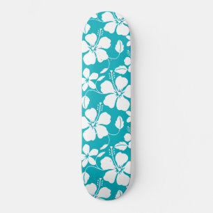 SKATEBOARD HAWAIIAN HULA (HIBISCUS) TURQUOISE