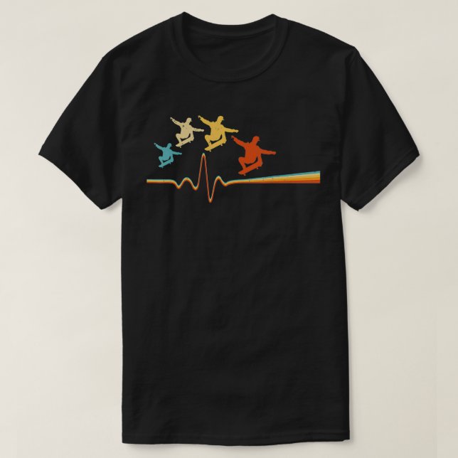 Skateboard Herzschlag Retro Skateboard Skateboard T-Shirt (Design vorne)