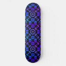 Hippie Motif Rétro Géométrique Bleu pourpre Noir