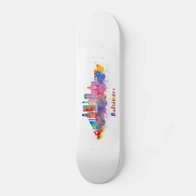 Skateboard horizonte baltimore acuarela (Recto)