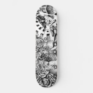 Skateboard Horloge Angel drapeau Rose Patinage Planche à rou