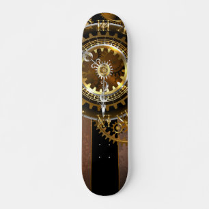 Skateboard Horloge Steampunk avec des engrenages anciens