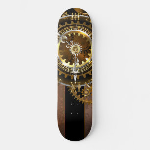 Skateboard Horloge Steampunk avec des engrenages anciens