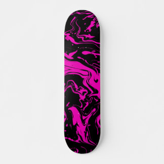 Skateboard Hot Pink black abstract swirls