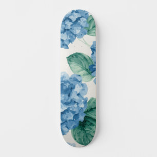 Skateboard Hydrangea Bleus Aquarelle Florale Botanique Florai