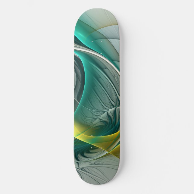 Skateboard Hypnotique Abstrait Golden Turquoise Turquoise Fra (Recto)