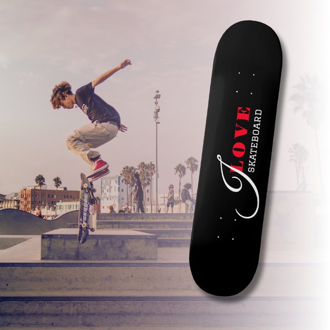Skateboard I love (ajouter votre texte) Cadeau Saint-Valentin (Créateur téléchargé)