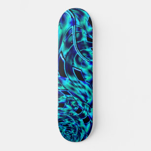 Skateboard illusion métallique et tordue, image bleue à ver