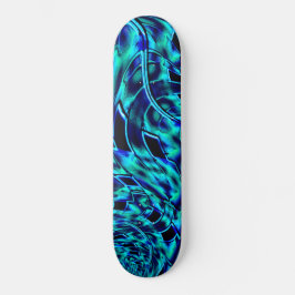 Skateboard illusion métallique et tordue, image bleue à verte