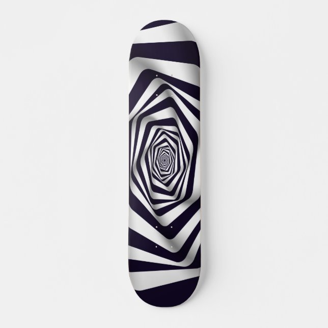 Skateboard illusion optique psychédélique cercle noir et blan (Devant)