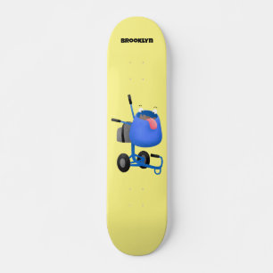 Skateboard Illustration amusante du mélangeur de ciment bleu